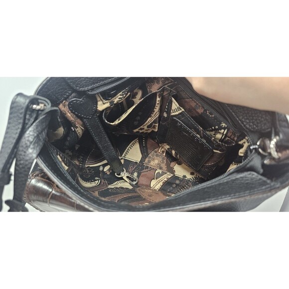 Brighton Womens Leather Crossbody Bag Wallet Organizer Purse Black Brown Charm - Picture 3 of 13